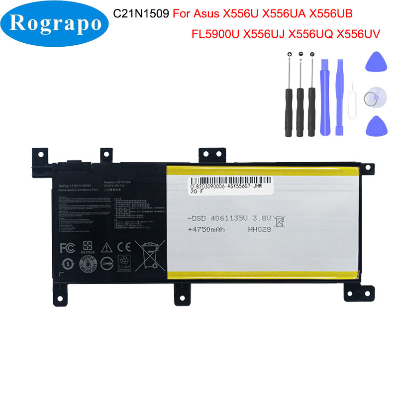 Original 7.6V 37WH C21N1509 Laptop Battery For Asus X556U X556UA X556UB X556UJ X556UQ X556UV FL5900U A556U F556U VM591U K556U R5