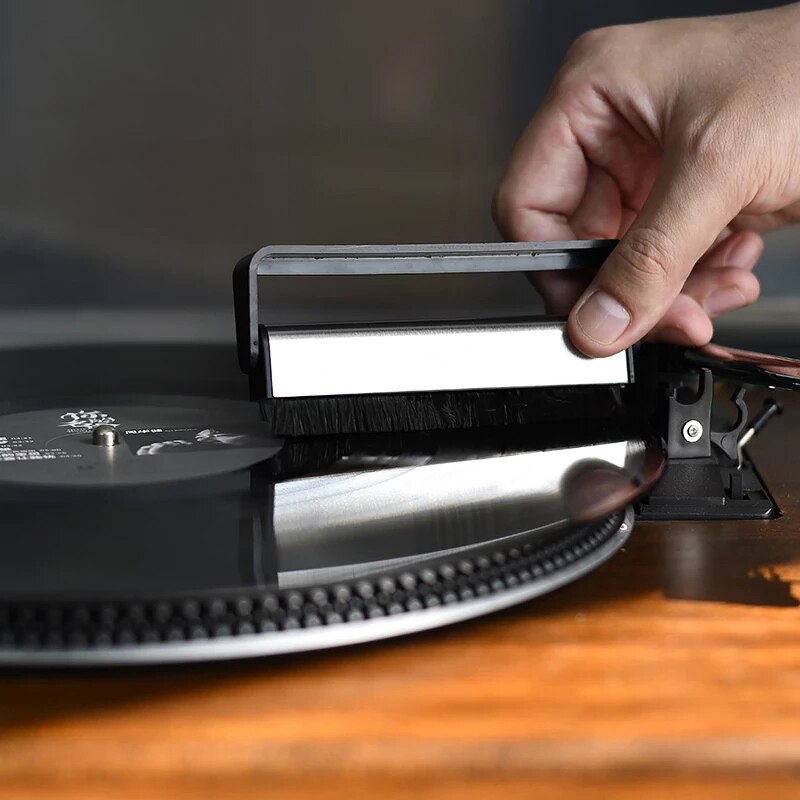 Antistatisk rengöringsborste för cd/lp-spelare skivspelare fonograf kolfiberborste dammborttagningsverktyg rekordrengöring
