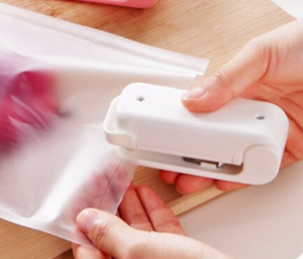 Mini Food Sealers Household Hand Pressure Sealing Machine Food Saver Snack Food Plastic Bag Sealing Machine Small Packers Sealer: White