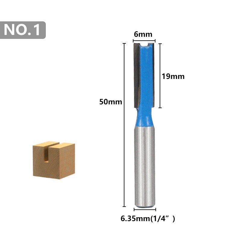 2 räfflor rakt ändfräskantfräsbits 8mm 1/4 skaft volframkarbidfräsbitar trägraveringsbitar flush trimfräsbit: Nr .1