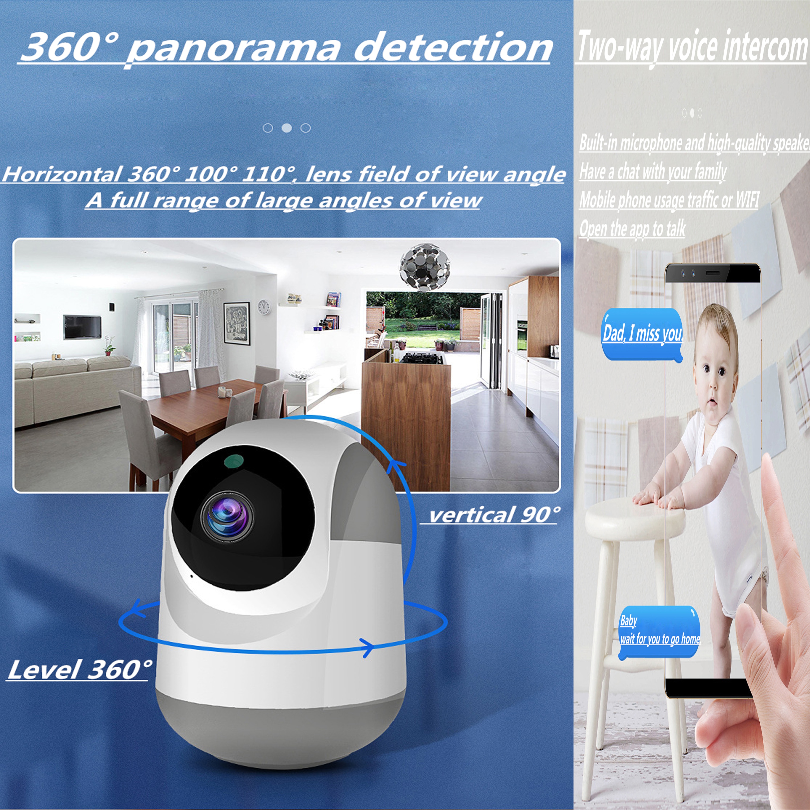 Hd 1080p sky trådløst netværk intelligent automatisk sporing baby hjemme sikkerhed overvågning cctv fjernnetværk wifi ip kamera