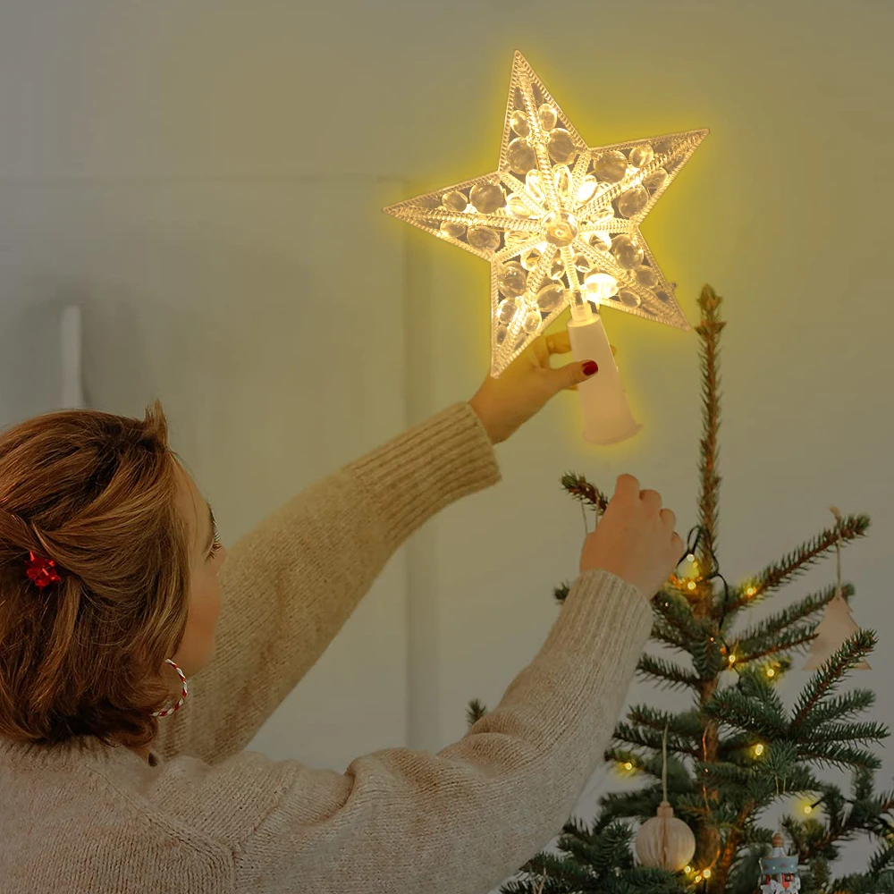 Weihnachten Stern LED Nachtlicht Weihnachtsbaum oben fünfzackigen Stern Lampe Hochzeit Party Garten Weihnachten Dekoration Leuchtende Lieferungen