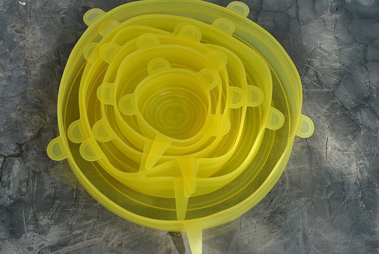 6PCS/Set Universal Silicone Lids Stretch Suction Cover Cooking Pot Pan Silicone Cover Pan Spill Lid Stopper Home Bowl Cover: 6pcs