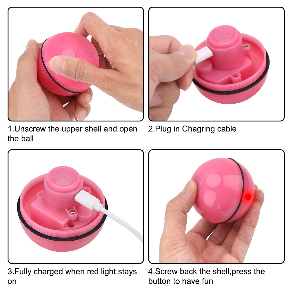 Rullande blixt smart boll usb elektriska husdjur leksaker automatisk roterande smart leksak för katt hund smart interaktiv rullande boll katt leksaker