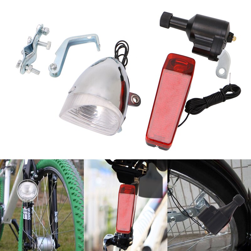 Motorized Bike Bicycle Friction Dynamo Generator Head Tail Light With Acessories