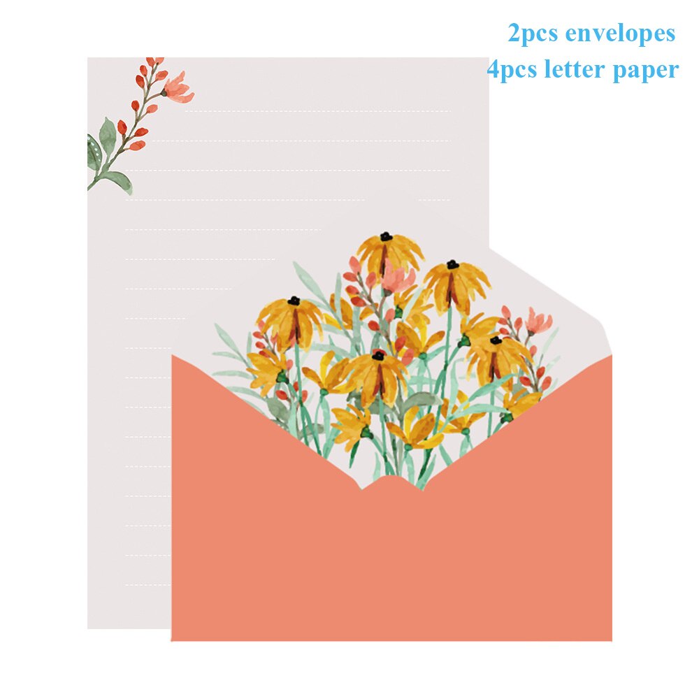 6pcs Printed Flower set Envelope kawaii Stationery Wedding Greeting Card Envelope Invitation Letter Paper Office School Supplies