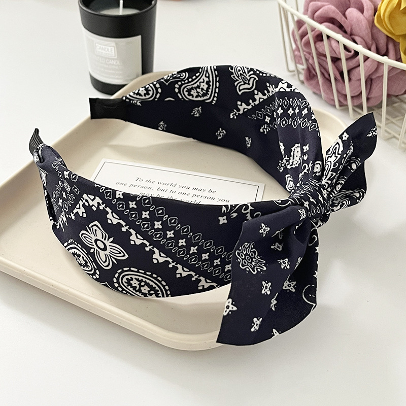Paisley bandana hårbånd til kvinder topknyttet sløjfe pandebånd sød kaninøre turban hovedbind hårbånd pigetilbehør: Fuchsia