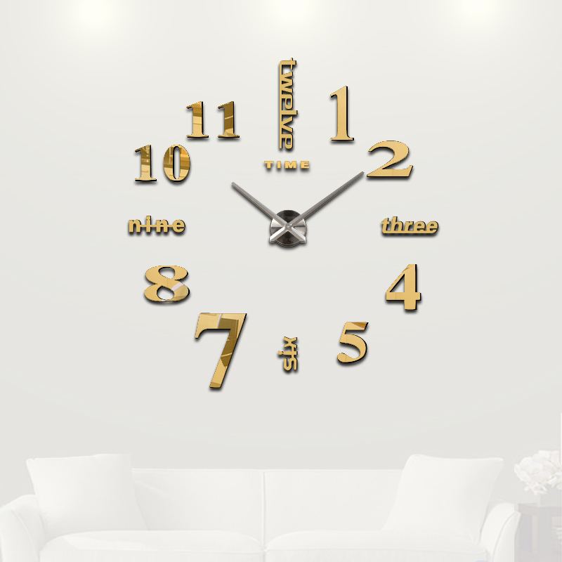 Home decoration Quartz Home Decoration big wall clock modern 3D DIY large decorative wall clocks watch wall unique: Gold  S