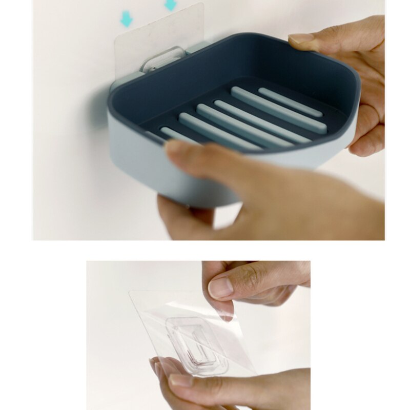 Soap Holder Suction Cup Soap Dish Drain Bathroom Storage Box Free Punching Plastic Wall Hanging Paste Tray Bathroom Accessories