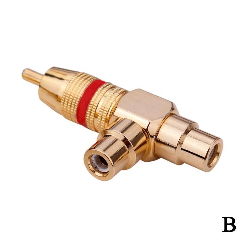 Rca Male Naar 2 Vrouwelijke Plug Rca Audio Signaal Distributeur Adapter Av Video Audio Adapter T-Type Conversie Hoofd connector: B