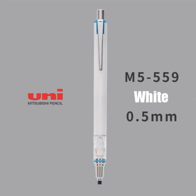 1pcs uni M5-452/M5-450T/M5-559 Kuru-toga mechanical pencil Automatic Pencil 0.5mm Rotating lead student office: M5-559 White