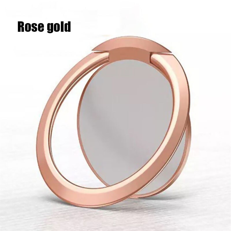 Soporte de anillo de dedo giratorio de 360 grados, agarre para teléfono móvil, montaje magnético para coche, almohadilla de pegatina trasera, soporte universal: Rose Gold