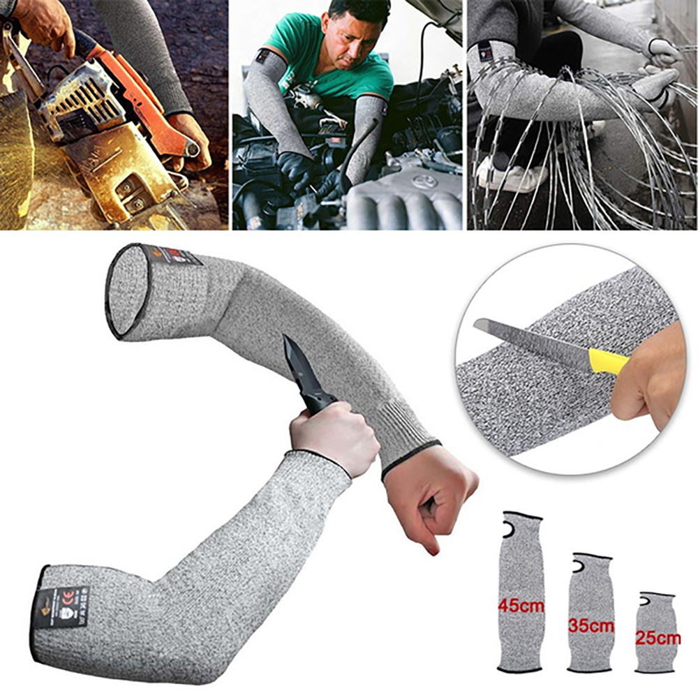 1/2 Pair Level 5 HPPE Safety Arm Sleeve Cover Cut Resistant Anti-Puncture Work Protection Arm Elbow Wrist Guard Gloves 35/45CM