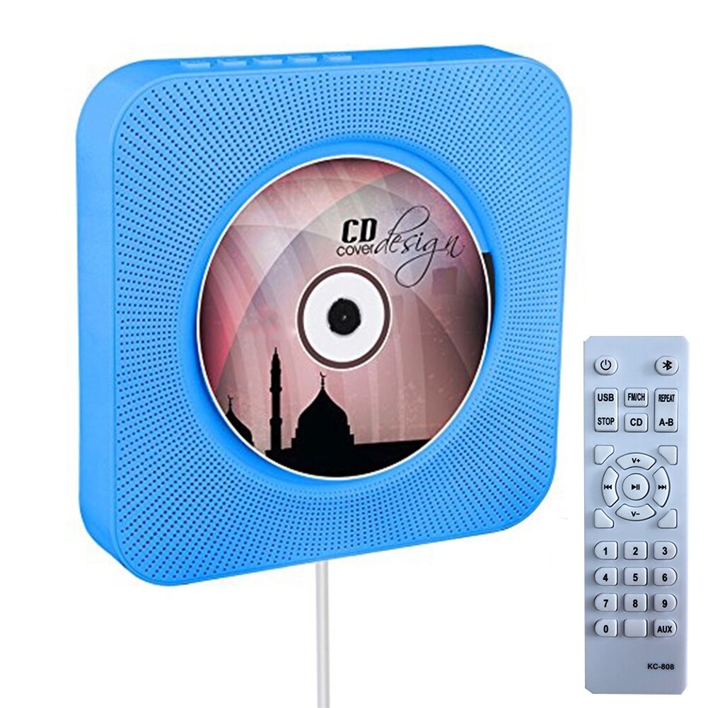 CD Player Wall-Mounted Bluetooth Portable Home Audio Boombox with Remote Control FM Radio Built-in HiFi Speakers USB MP3: Blue