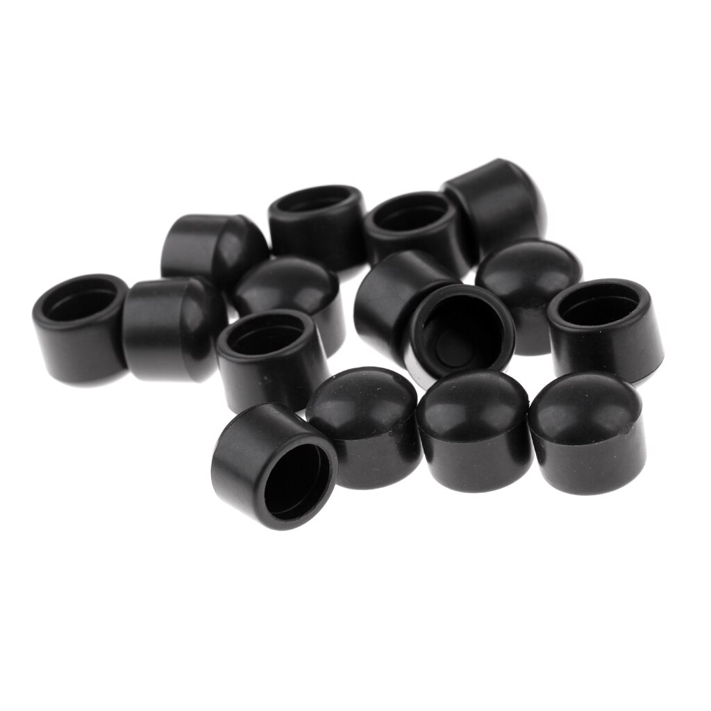 Sæt 16 udskiftning af endestykker af gummi til 5/8 tommer bordfodboldstænger, sort
