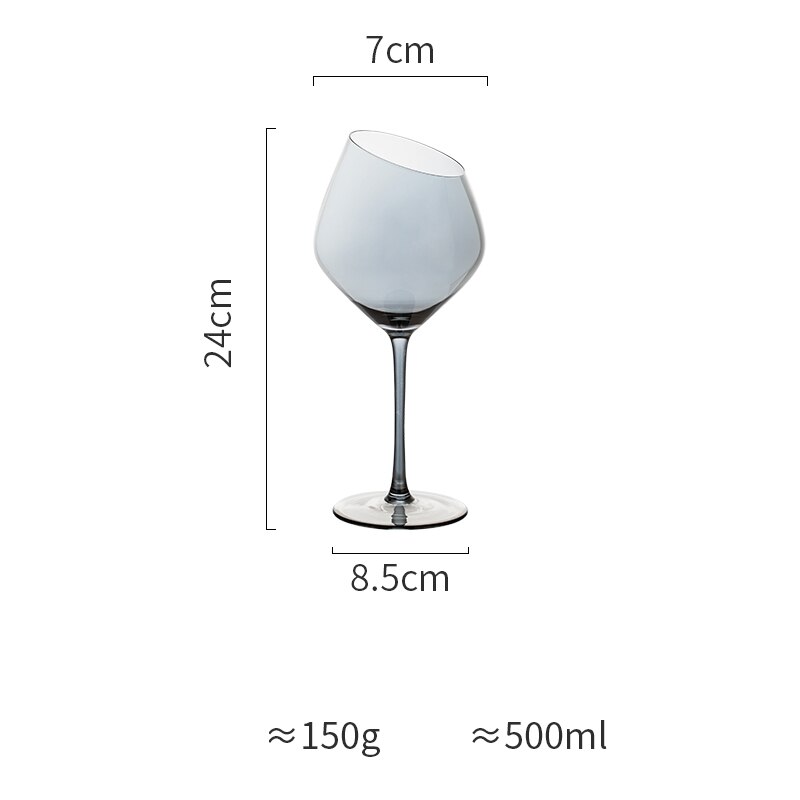 Rainbow plated Lead-free crystal glass cup Inclined mouth wine glass cocktail glass Champagne glasses goblet party Drinkware: Smoky grey 500ml