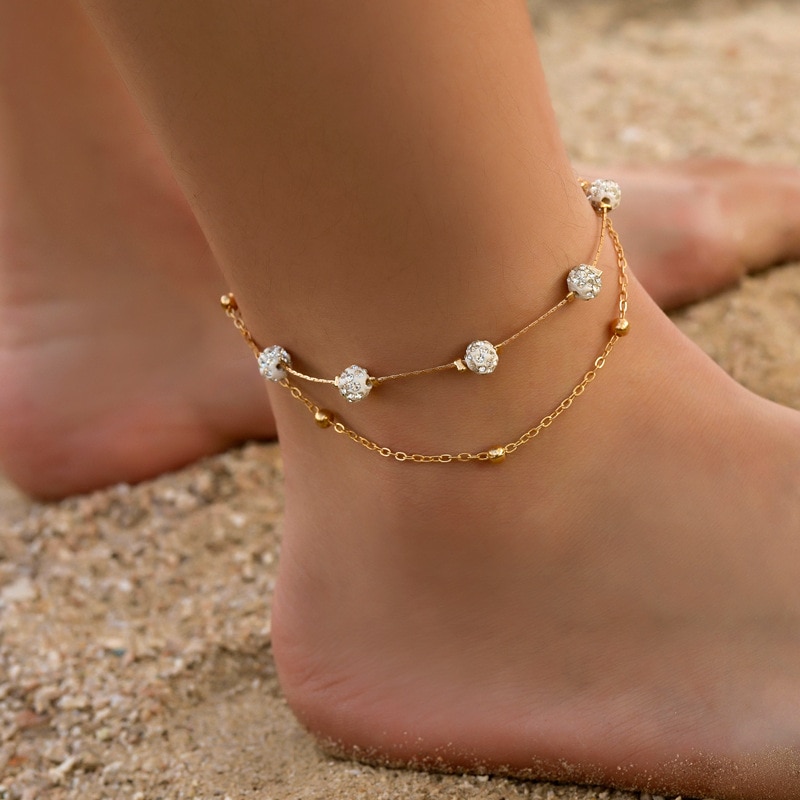 Bohemian Layer Ketting Maan Armband Op Been Enkelbanden Voor Vrouwen Vintage Zilver Kleur Verstelbare Metalen Enkelband Beach Sieraden