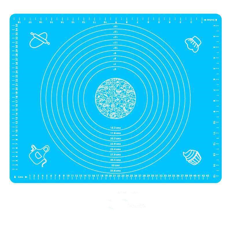 Siliconen antiaanbak bakmat bakplaat deeg macaroo pizza bakvorm deeg deeg bloem rolmat tafel keukengereedschap: Hemelsblauw