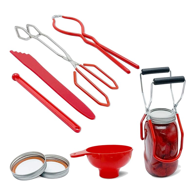 Canning Kit Tools,Jar Lifter,Jar Wrench,Lid Lifter,Canning Tongs, Measurer, Kitchen Tool Anti-Scald Clip Suit: Default Title