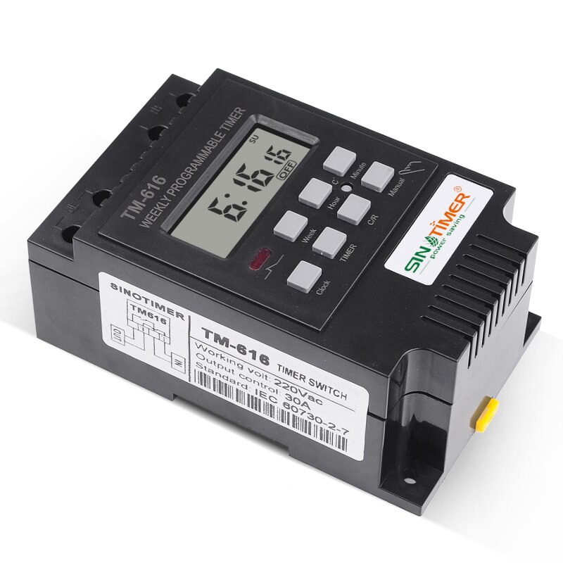 30AMP 12V DC AC 110V 220V AC Weekly Programmable Digital TIME SWITCH Relay Control Timer Din Rail Mount TM616B