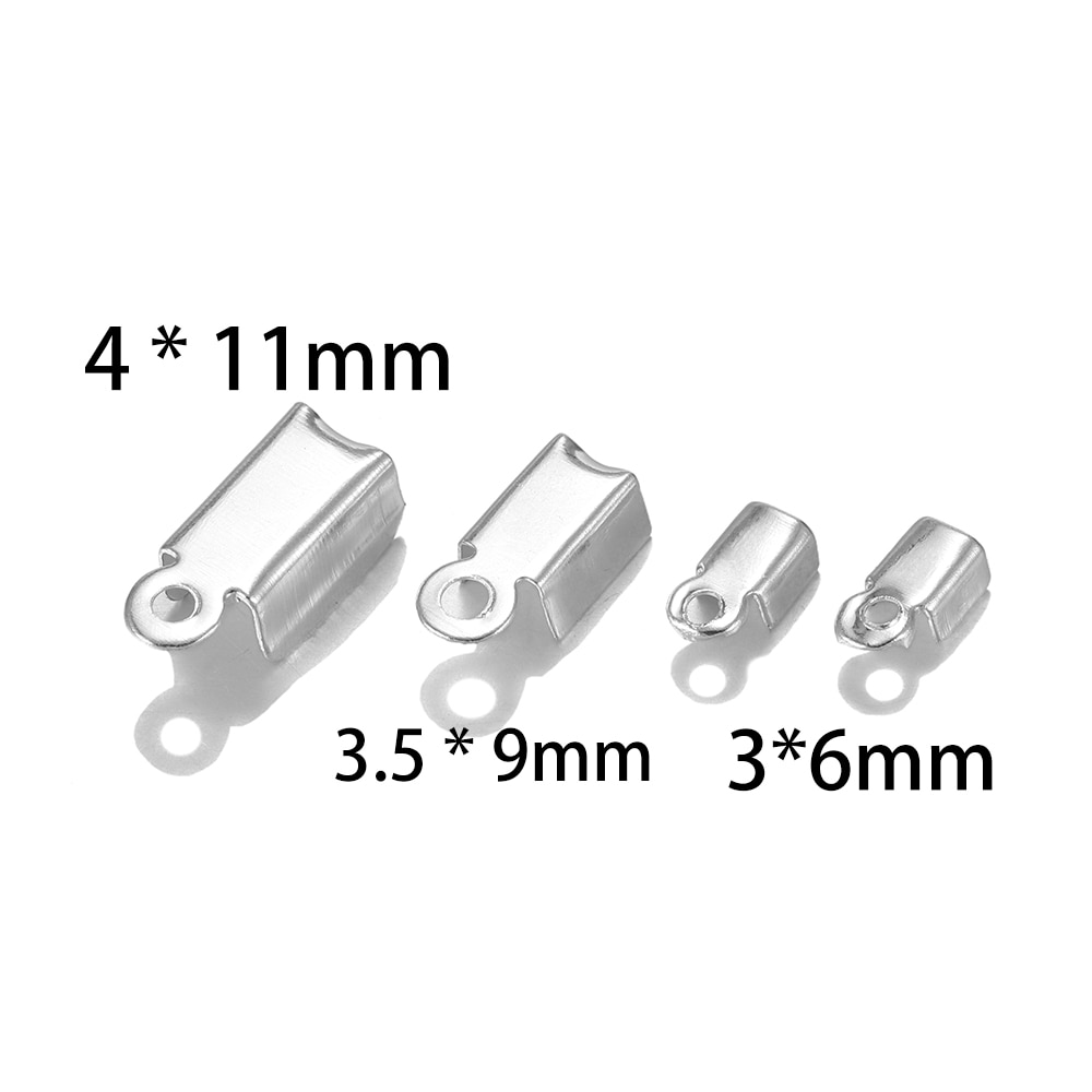 Fermoirs à crique, embouts de cordon, ruban de ficelle, pointe de Clip en cuir, connecteurs de perles à sertir pliables pour la fabrication de bijoux, fournitures de travaux manuels, 200 pièces/lot