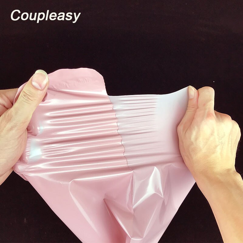 100 stk/parti lyserød poly mailer vandtætte postposer tykkere poser mailer selvforseglende klæbende kureropbevaringsposer