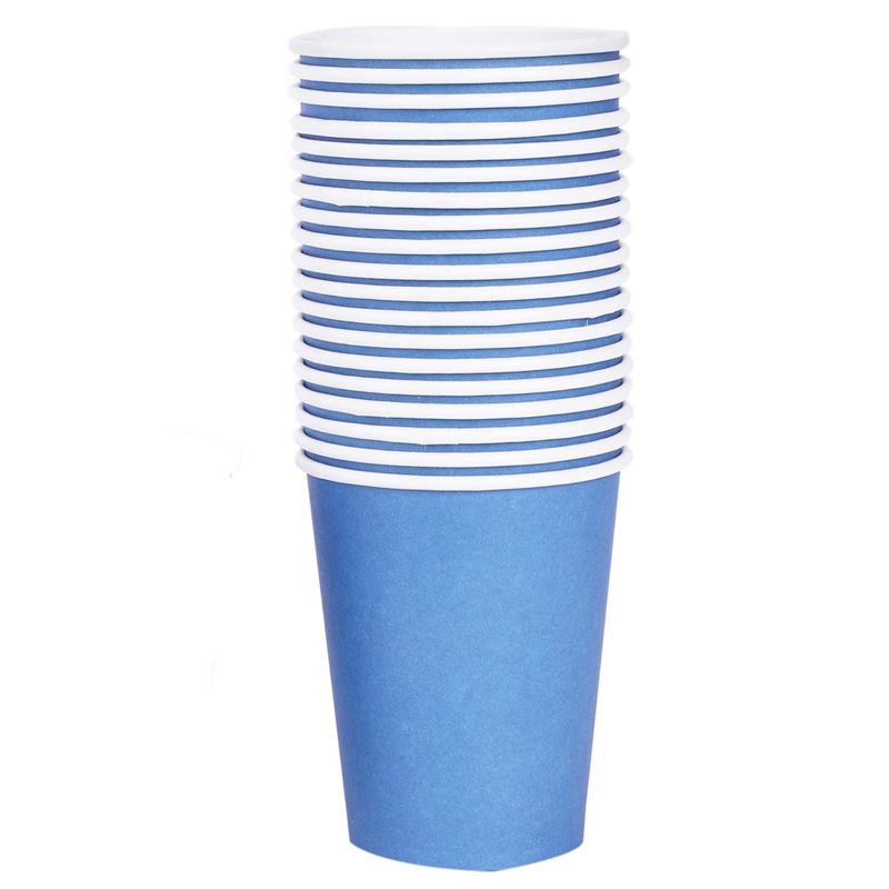 40 Pcs Paper Cups (9Oz) - Plain Effen Kleuren Verjaardagsfeestje Servies Catering, 20 Pcs Blue & 20 Pcs Rood