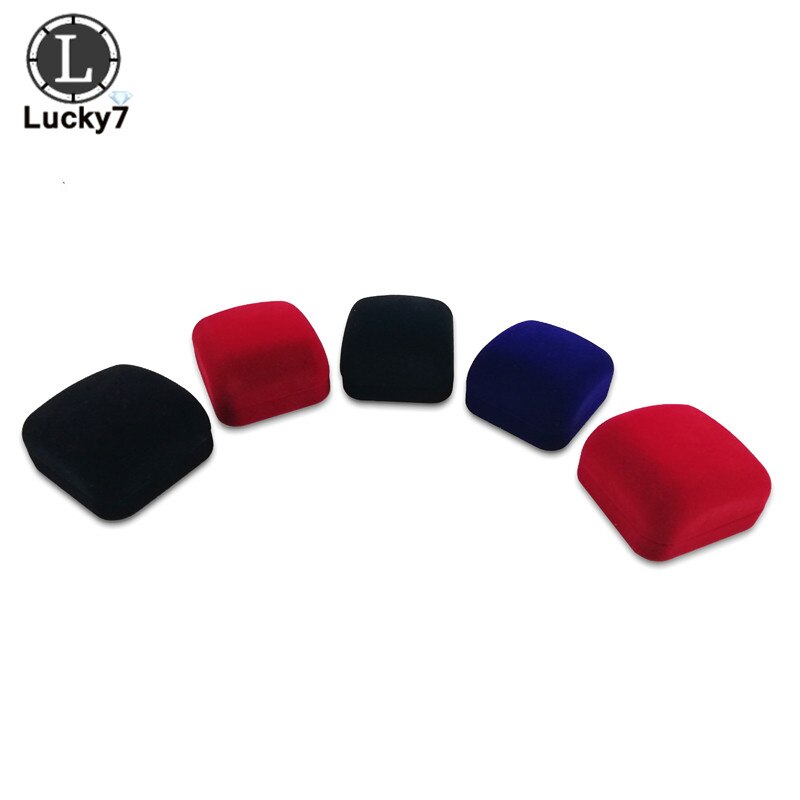 Flocking Ring Box Blue Red Black Jewelry Package Box 7 Colors Available Ring Stud Earrings Jewelry Organizer Storage Box