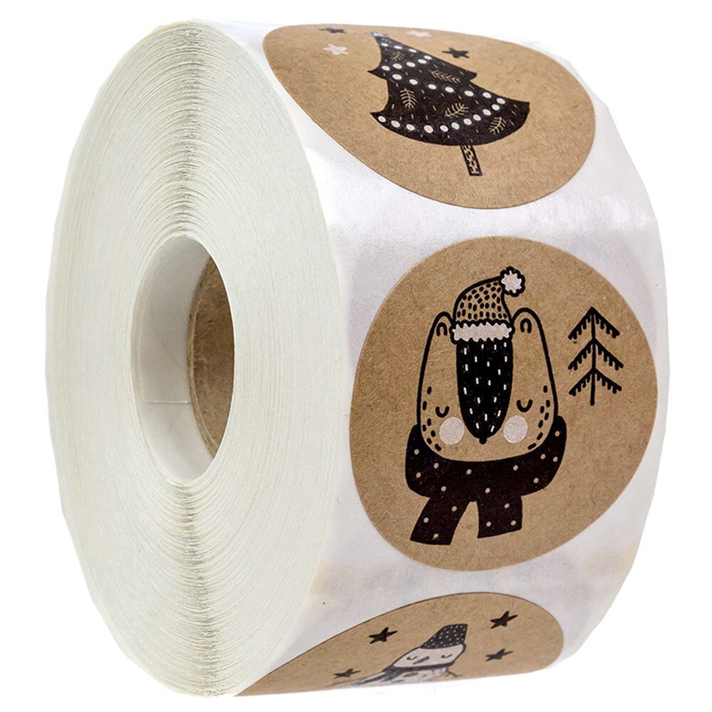 500PCS Round Labels Handmade Kraft Paper Packaging Sticker for Candy Dragee Bag Box Packing Bag Christmas Sticker: 1