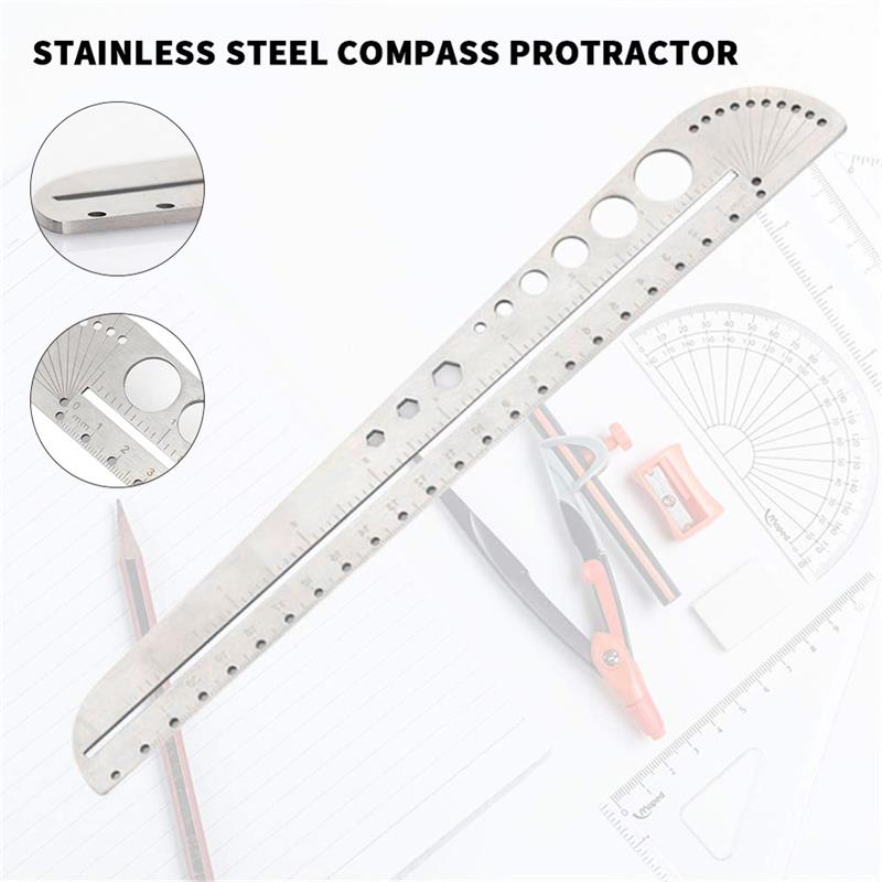 Protractor Carpenter Tools Multifunctional Ruler Stainless Steel Angle Protractor Measuring Tool Protractor Ruler Woodworking
