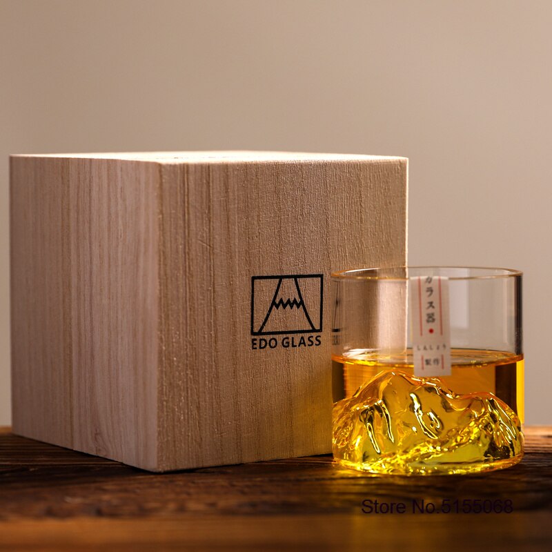 Iceberg – verre à liqueur 3D, 2 pièces, pour liqueur de montagne, verre de Vodka, coffret en bois, ensemble de verres à vin de style japonais