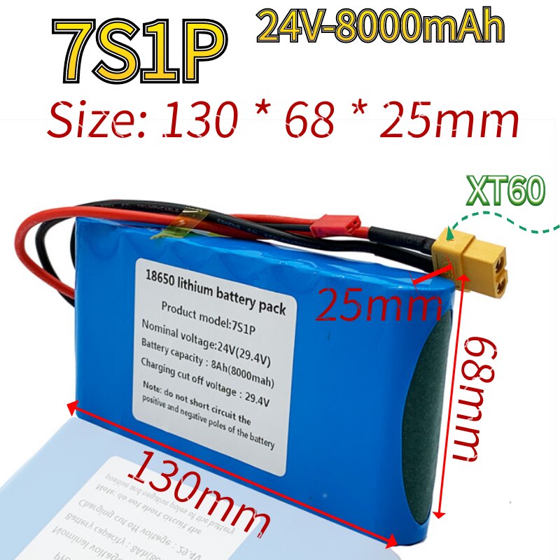 New7s1p 24V 8000mah 18650 lithium ion battery pack is suitable for scooter toy bicycle with built-in BMS and charger sales