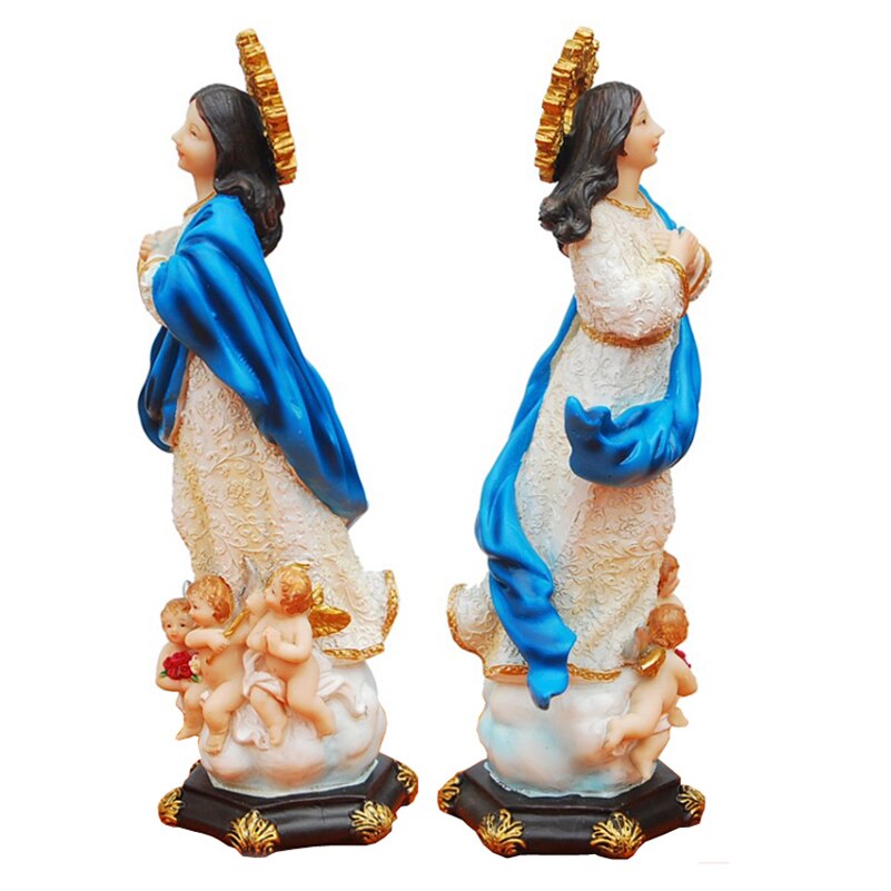 Vår dame av lourdes harpiks stein bordplate rosenkrans holder helgen jomfru mary statue figurer