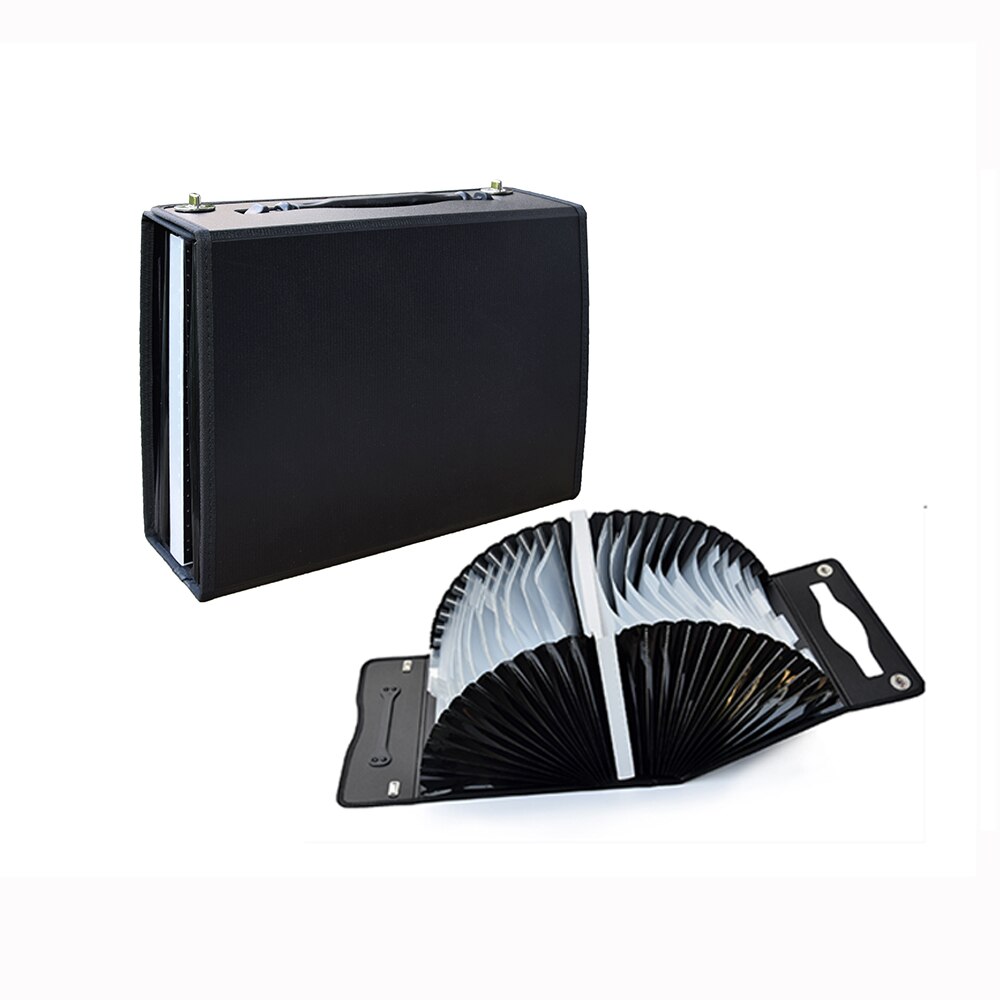 Plastic 27 Pockets Carry Case A4 Document Organizer Self Standing Accordion File Box with Handle Expandable Wallet Briefcase
