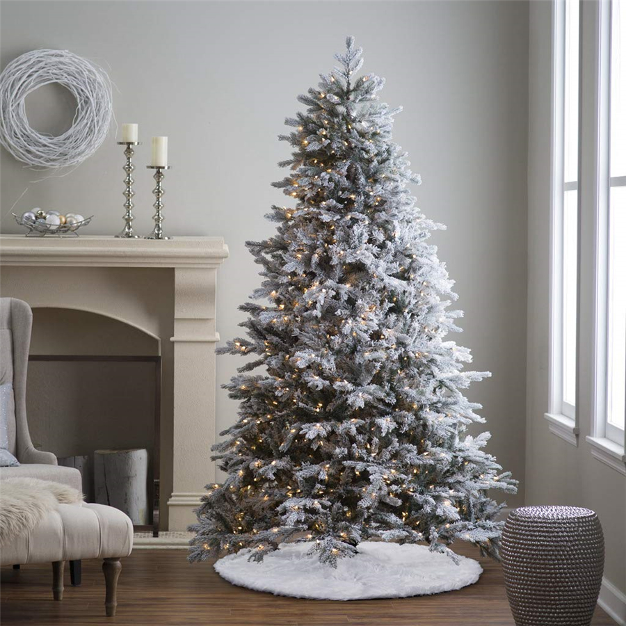 2 pcs White Plush Christmas Tree Skirt Carpet Large Snowy White Faux Fur Floor Mat Xmas Decorations Year Ornaments 48 inches
