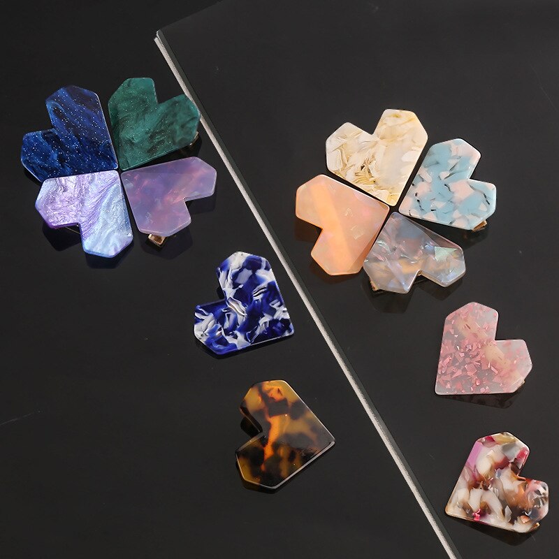 Acrylic Heart Shape Hair Clips for Women Girls Hairpins Shiny lovely Shell Hairgrip Hair Accessories