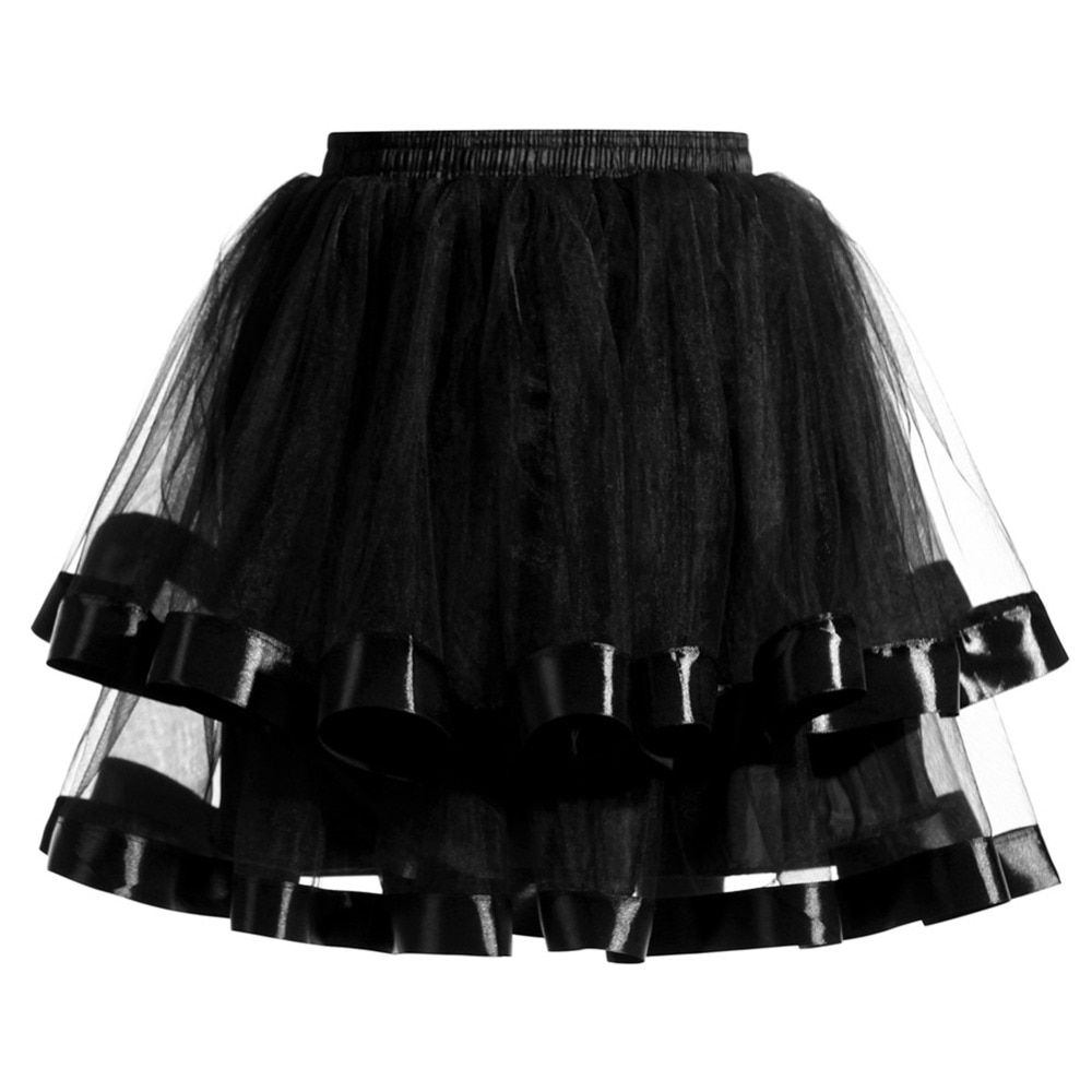 Korte onderrokken voor ballet trouwjurk avond onderrok twee lagen tule tutu rokken met lintrand crinoline voor volwassenen