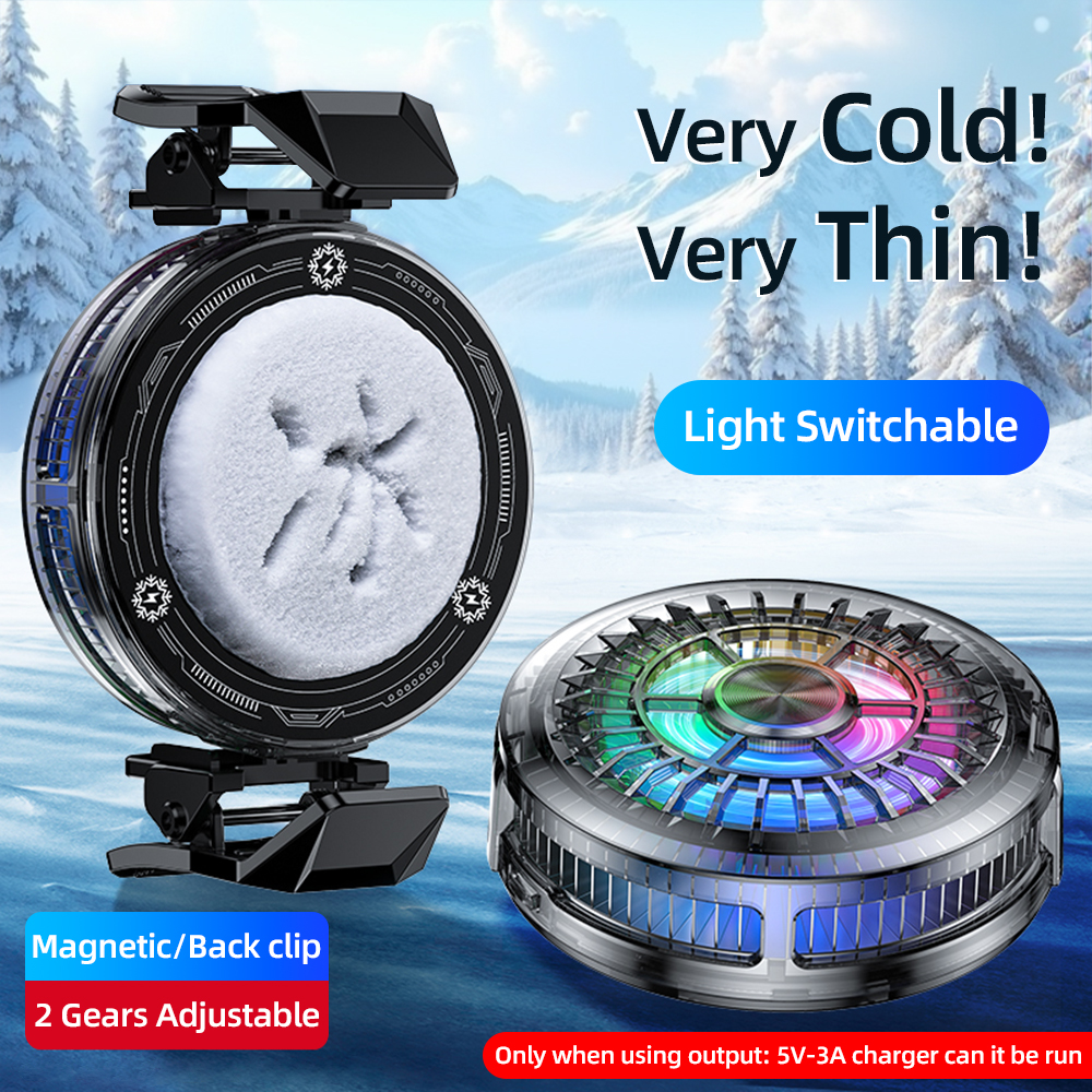 X155 Phone Cooler Ultra Thin Cooling Fan 2 In 1 Magnetic Back Clip Semiconductor Radiator for Gaming iPhone Sumsung RGB