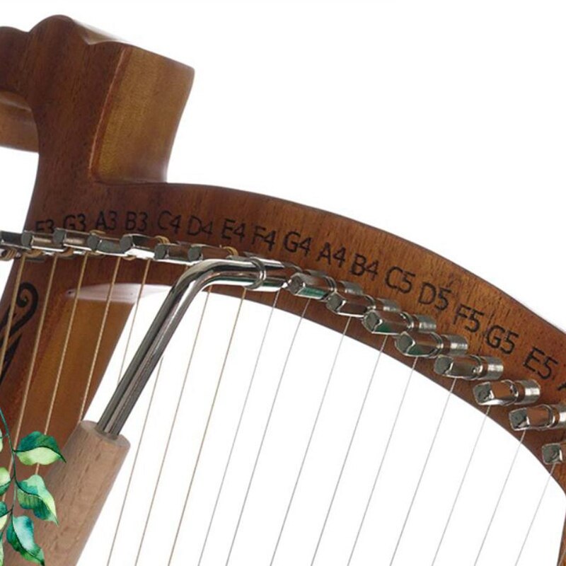 Cute Deer Head Shape Lyre Harp, Portable Mahogany Wood 19 Strings Harp With Tuning Stick for Kids Music Lovers Beginners