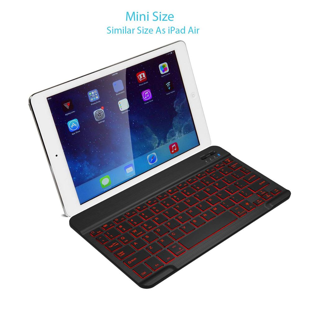 Ultra Thin 7 Colors LED Backlit Backlight Wireless Russian/Spanish/Arabic Bluetooth Keyboard For iPad Air 10.5 pro 9.7 keyboard