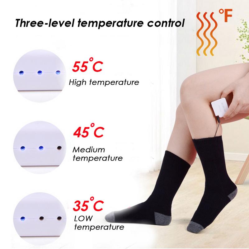 Usb Rechargeable batterie Sport Ski chaussettes chauffantes femmes hommes coton randonnée en plein air chauffage thermique jambières