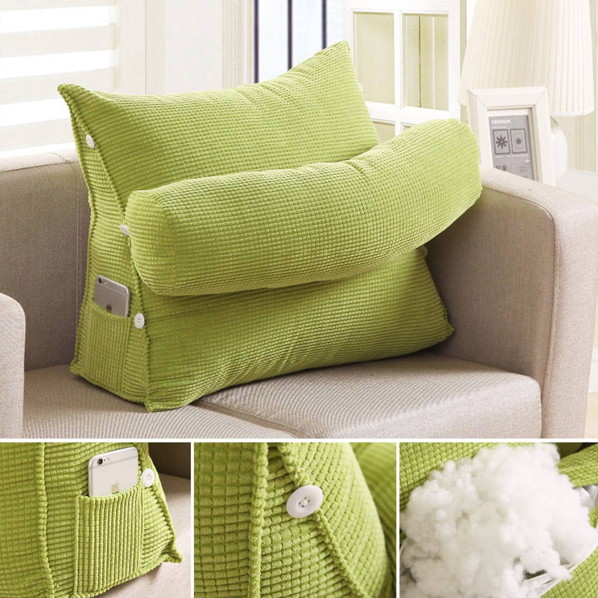Triangle Sofa Cushion Back Pillow Bed Backrest Office Chair Pillow Support Waist Cushion Lounger TV Reading Lumbar Home Decor
