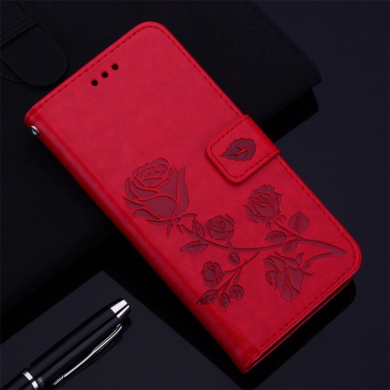 Leather Flip Case Voor Oppo Realme C21 Case Wallet Cover Back Coque Case Voor Realme C21 C 21 6.5 Чехол fundas Protector Shell Tas: Rose(Red)