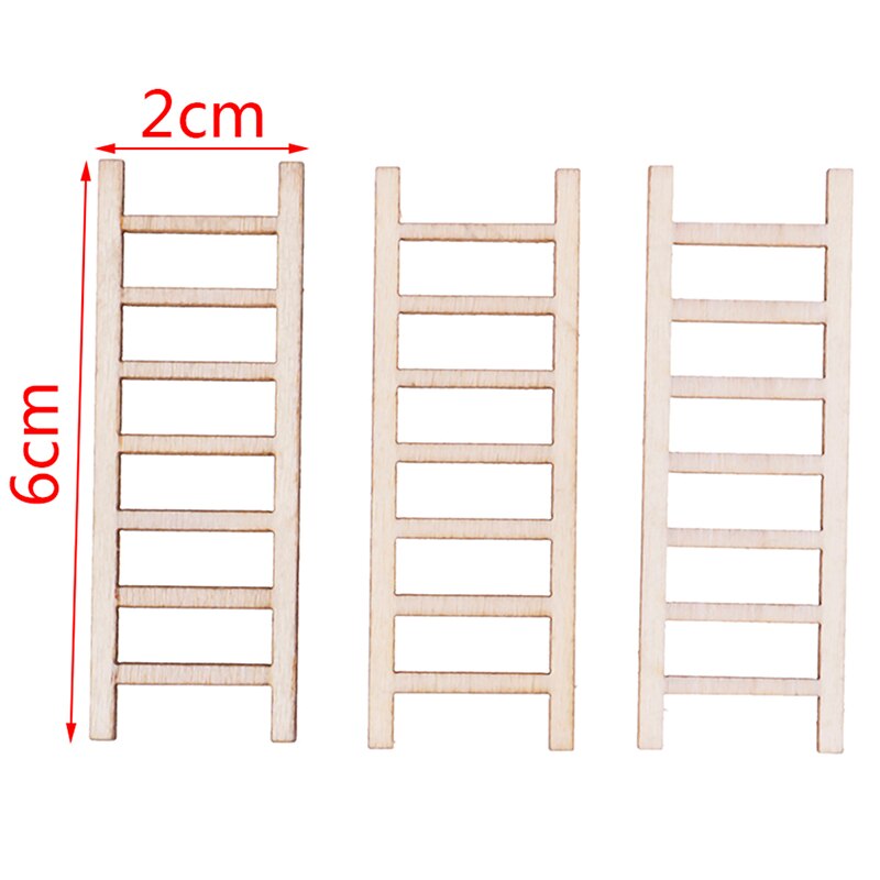 3Pcs Mini Wood Ladder Figurines Craft Garden DIY Ornament Garden Decoration