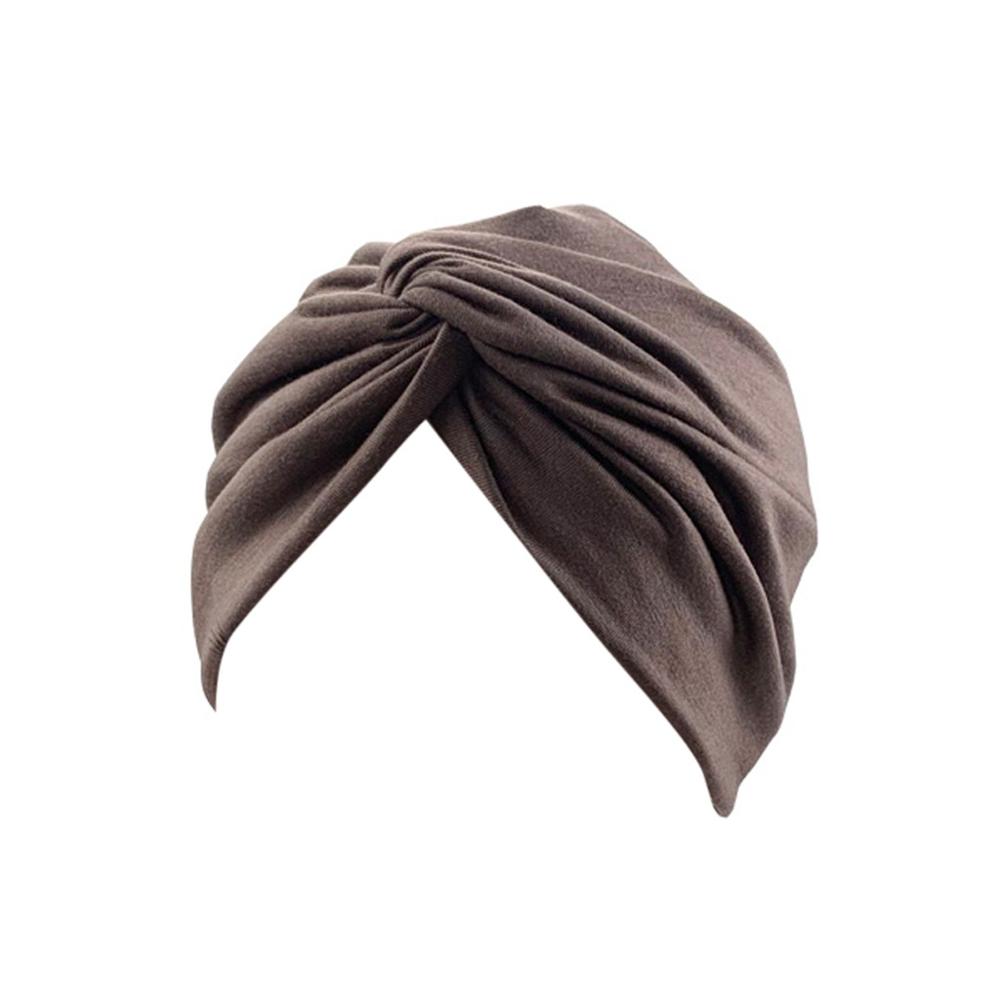 Tørklæde kræft hat kvinder huer turban muslimske hovedtørklæde muslimske hovedbeklædninger motorhjelm chimio coton hun hatte  #0106: Kaffe