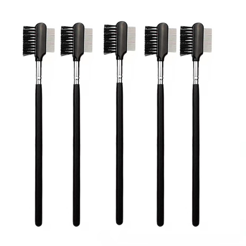 1 brocha de maquillaje para cejas, peine de pestañas de acero inoxidable, brochas de maquillaje para pestañas, 2 lados, herramientas cosméticas de belleza para el cuidado múltiple: Plata