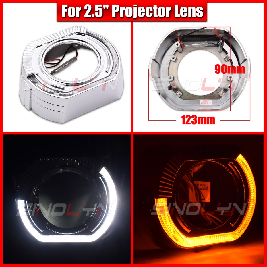 Sinolyn 2.5/3,0 LED Winkel Augen Blinker Wanten schalten Lünette Für Scheinwerfer Objektiv Hella 3R G5/Koito q5/WST Projektoren Objektiv