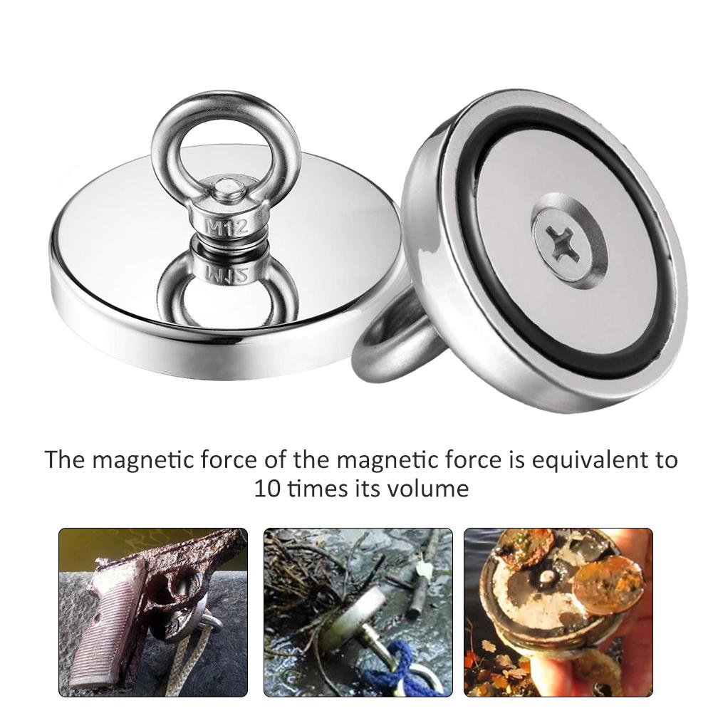 Stærk kraftig neodym bjærgning magnetisk ring krog super kraftige stærke magneter fiskeudstyr holder trækker monteringspotte