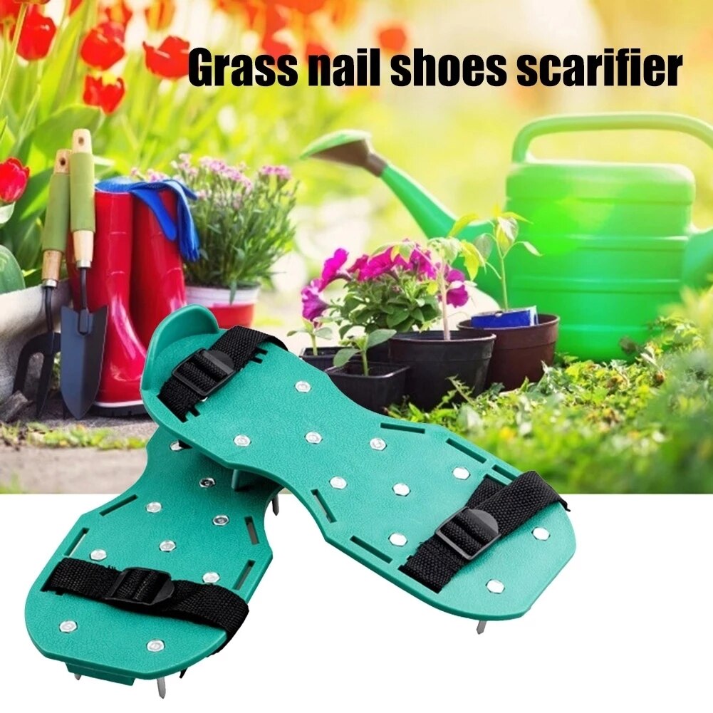 Aireador de césped revitalizante para jardinería, sandalias, zapatos de uñas, escarificador, cultivador de uñas, herramienta de jardín, 1 par