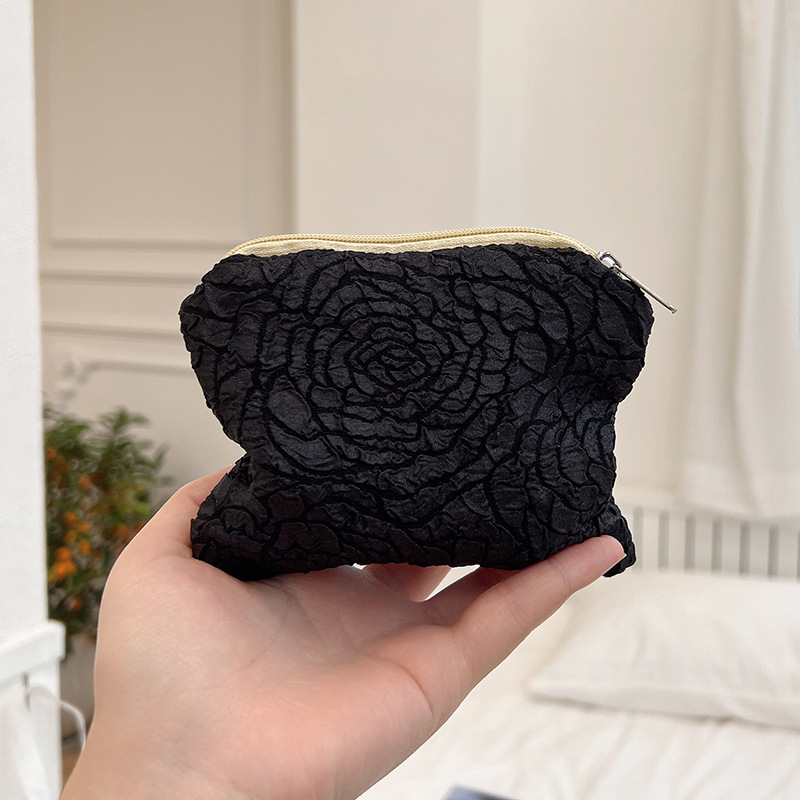 Ins Small Coin Purse Pouch Mini Wallet Printed Lipstick Key Women Sanitary Napkin Storage Bag Fabric Zipper Makeup Organizer